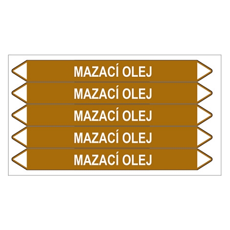 Značení potrubí, mazací olej,5 ks, 150 × 12 mm